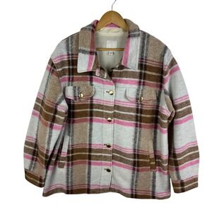 Joie‎ Plaid Button Front Shacket Size Large Wool Blend Fall Streetwear Trendy